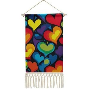 Hart LGBT Regenboog Muur Opknoping Met Kwasten Katoen Linnen Schilderen Tapestry Voor Slaapkamer Woonkamer Decor
