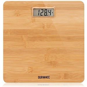 Duronic BS503 Digitale personenweegschaal, 180 kg, groot lcd-display, zeer nauwkeurige sensoren voor nauwkeurige meting, dunne automatische lichaamsweegschaal van milieuvriendelijk bamboe voor