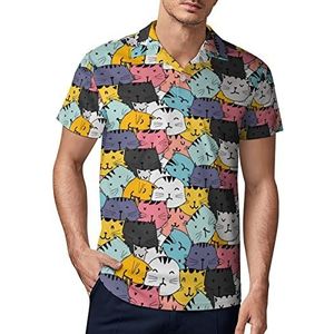 Leuke katten heren golf poloshirt zomer korte mouw T-shirt casual sneldrogende T-shirts L