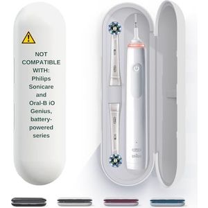 Elektrische tandenborstel reiskoffer compatibel met Oral-B Pro 1000, 1500, 2000, 3000, elektrische tandenborstel met buitentas, magnetisch slot, reistas houder voor elektrische (Grijs, zonder tas)