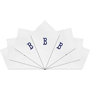 Warwick & Vance 7 Pack van Heren/Heren Witte Satijn Omzoomde Zakdoeken Met Blauw Geborduurde Initialen, B, 40cm x 40cm