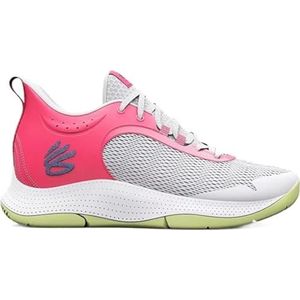 Under Armour 3Z6 basketbalschoenen voor kinderen, Grijs/Roze (Mist Pink Shock), 24.5 cm