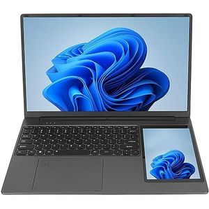 Kantoorlaptop, 5G WiFi 7000mAh Batterij 7 Inch LPDDR4 Touchscreen 16GB RAM Vingerafdruksensor 15,6 Inch IPS Dual Screen Laptop voor op Reis (16+128G EU-stekker)