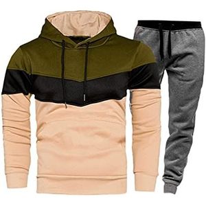 Yiida Trainingspak voor heren, capuchontrui, sweatsuits, 2 stuks, casual sportoutfit, sportpak set voor mannen, hardlopen, joggen, modieuze hoodie, sweatsuits met verstelbare koorden