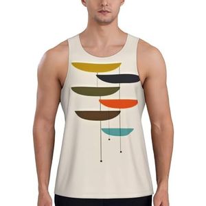 Mode Mid Century Moderne Prints Heren Vesten Tank Tops Loszittende Zomer Top Ademend Mouwloos Shirt, Sneldrogend Heren Vest Gym Bodybuilding Workout Tank Top, 3 D, S