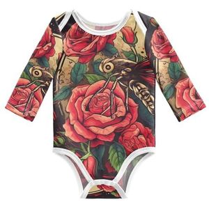 KAAVIYO Baby Rose Bloem Kunst Lange Mouw Unisex Nieuwe Katoenen Bodysuit voor Kinderen 3-24 Maanden Zomer, Patroon, 6 Maanden