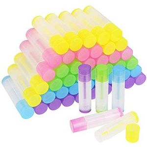 ProLeo Lege lippenstift, 50 stuks, 5 g, lege lippenbalsem, gekleurde hulzen voor lippenbalsem, zelfgemaakte balsem, doe-het-zelf cosmetica