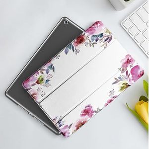 CONERY Hoesje compatibel iPad 10,2 inch (9e/8e/7e generatie) bloemen, bloem achtergrond met bloemen bloemen boeket romantiek bruids aquarel kunst, violet, slanke slimme magnetische hoes met