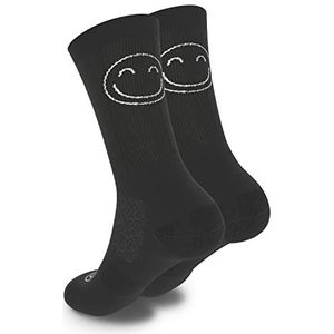 HappyTraining Sportsokken, ademende sokken, sneldrogend, compressiesokken, grappig, warmteregulerend, uniseks, anti-blister, licht voor hardlopen, fitness, fietssokken, crossfit, zwart, 42-46