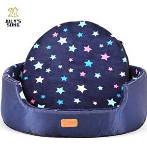 Zhexundian All Season Pet Dog Bed Afneembare Puppy Cat House Mat Coral Fleece Bed Star Paw Comfortabele Pad Bank for Small Medium grote honden (Color : Color Star, Size : S)