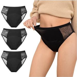 ZENAPHYR Menstruatieslipjes met hoge taille (3 stuks) - Damesondergoed van biologisch katoen - Anti-lek, hygiënische bescherming en maximaal comfort voor dames (XS)