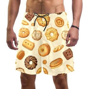 PAFEFO Nieuwigheid boardshorts voor heren, strandvakantie, feest, sneldrogende badpakken met gele effen zoete koekjes ontwerpen, Gele gewone zoete koekjes, S
