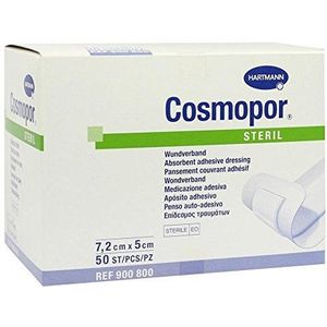 Cosmopor Steriel wondverband-strepen, 5 stuks, 7,2 x 5 cm, katoen, draagvlies