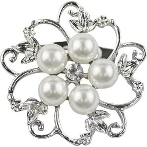 Lnwwrv Witte parel bloem ronde broche - elegante simulatie parel sjaal gesp, pin voor dameskleding en tasdecoratie