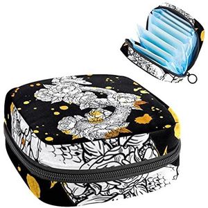 Snake Flowers,Periode Pouch Draagbaar,Tampon Opbergtas,Tampon Houder voor Portemonnee Vrouwelijke Product Organizer, Meerkleurig, 4.7x6.6x6.6 in/12x17x17 cm