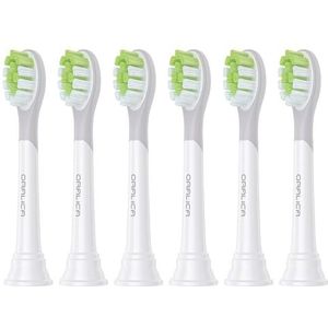 Compatibel voor Philips Sonicare W DiamondClean Vervangende tandenborstelkoppen HX6062 HX6063 HX6064, Whitening, Plaquevlekken verwijderen met middelgrote borstelharen en tongreiniger rubber (wit, 6
