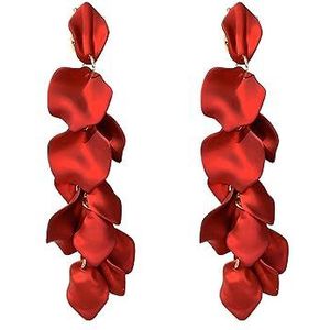 FDEETY Oorbellen met lange rozenblaadjes, vintage hangers, bloemenoorbellen voor dames - elegante, opvallende oorbellen met bloemen en kwastjes in kleurrijke tinten