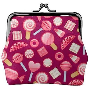 Pink Candy Portemonnee Kiss Lock Change Purse Lederen Change Pouch Kleine Vrouwen Portemonnee Tas voor Geschenken, Zwart, One Size, Mode, Zwart, Eén maat, Modieus