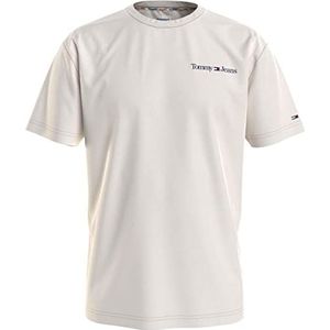 Tommy Jeans Heren T-shirt LINEAR Chest Tee, wit, XL