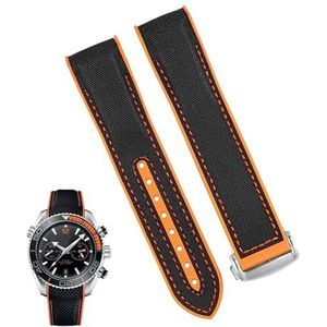 dayeer Siliconen nylon horlogeband voor Omega 300 SEAMASTER 600 PLANET OCEAN Horlogebandaccessoires Kettingriem (Color : Black orange SK, Size : 20mm)