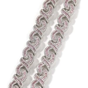 Cubaanse ketting ketting voor mannen/vrouwen, Link Chain dikke geometrische kettingen kettingen punk sieraden voor vrouwen en meisjes (Color : Pink_18inch)