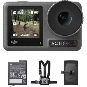 DJI Osmo Action 3 Outdoor-combinatie - 4K/120 fps actiecamera met borst- en rugzakriembevestiging, superbreed gezichtsveld, HorizonSteady, koudebestendig en tot 320 minuten met 2 batterijen