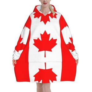 Oversized Canadese Vlag Hoodies Vrouwen Uk Pluizige Deken Hoodie Sherpa Vrouwen Fleece Draagbare Deken Mannen