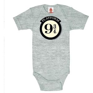 Logoshirt® Harry Potter I Platform 9 3/4 I Logo I Baby Body Print I Korte Mouw I Peuter I Meisjes & Jongens I 100% Katoen I Grijs-Gesmolten I Gelicentieerd Origineel Ontwerp I Maat 62/68