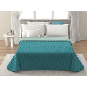 MAXIME MAISON - Sprei 245x265 Ideaal voor Tussenseizoen (100 gr/mq) 100% Extra Zachte Microvezel, Dubbelzijdig Thema Dubbele Kleuring, Made in Italy (Oceaan/Olie)