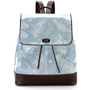 Gepersonaliseerde casual dagrugzak tas voor tiener blauwe winter veer dennenappel schooltassen boekentassen, Meerkleurig, 27x12.3x32cm, Rugzak Rugzakken
