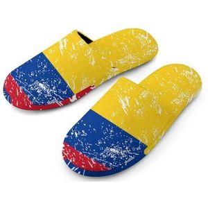 Columbia Retro Vlag Volledige Print Womens Slippers Warme Anti-Slip Rubber Zool Huis Schoenen Voor Indoor Hotel