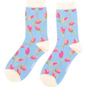 Miss Sparrow Flower Heads Sky Blue Womens volwassen sokken, meerkleurig, 3-7, Meerkleurig, 3-7