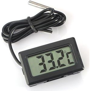 ICQUANZX Digitale LCD-thermometer Temperatuurmonitor met externe sonde voor koelkast Diepvriezer Koelkast Aquarium - Zwart