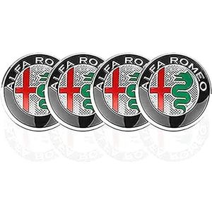 SJZZJMZ 4 stuks auto wielnaafdoppen voor Alfa Romeo Mito 147 156 159 166 Giulietta Spider Stelvio 50mm auto wielnaafdoppen vervangende naafdoppen stickers B