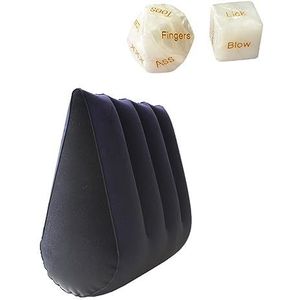 PRAQIA Opblaasbaar kussen, blauw, zit- en rugkussen voor yogaposities, verlicht rugpijn en stresskussen, lendenkussen E01