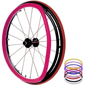 Rolstoel Duwwielafdekkingen, antislip duwhoes, verbetert grip en tractie, gemakkelijk te verwijderen en schoon te maken (kleur: roze, maat: 55 cm)
