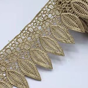 Iace-afwerking Gehaakt kantlint 95 mm 1 meter borduurkant met franjebladversiering lint for gordijn- en kledingaccessoires(Light Brown)