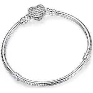 Armband Mode 925 Zilver Kleur Snake Ketting Fijne Armband Fit Europese Charms Armband Kralen for Dames Sieraden Making to Diy Armband 925 Sterling Zilver (Color : A8-01_19cm)