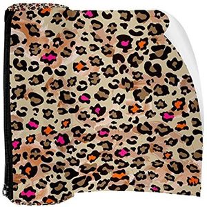 Potlood Case Pen Tas Houder met Rits Coin Organizer Tassen Make-up Cosmetische Pouch voor Vrouwen Tiener Meisjes Jongens Kinderen, Oranje Roze Luipaard Print Patroon