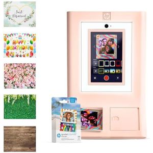 HP Sprocket Fotohokje Instant kleurenfotoprinter (Roze) + Zinkpapier (100 vellen) + Fotoachtergronden (5)