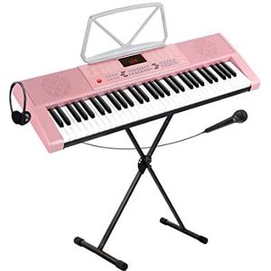 McGrey LK-6120-MIC lichttoetsen keyboard met microfoon set incl. standaard en koptelefoon pink