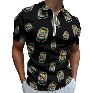 Coat Arms of French Guyana Half Zip-up Polo Shirts Voor Mannen Slim Fit Korte Mouw T-shirt Sneldrogende Golf Tops Tees 3XL