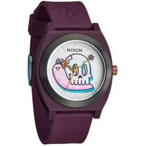 NIXON x Hannah Eddy Time Teller OPP A1366-100m Waterbestendig Unisex Analoog Fashion Horloge (40 mm wijzerplaat, 20 mm PU/rubber/siliconen band), Paars, One Size, Tijd Teller OPP