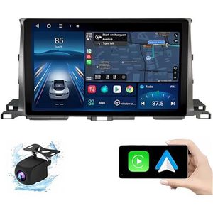 Android 14.0 2 Din Autoradio 9"" Touchscreen Auto Stereo voor Toyota Highlander 2013-2018 met Draadloze Carplay Android Auto GPS navigatie AHD Omgekeerd beeld Stuurwielbediening(P1(1G+32G))