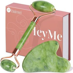 BAIMEI - Jade Roller en Gua Sha Tool - Gezichts- en Halsmassager - Massagestenen