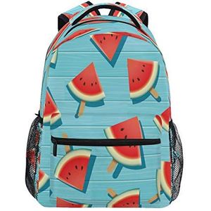 Watermeloen blauw hout rugzak schooltas voor kinderen jongens meisjes studenten schouderriem reistas voor vrouwen mannen