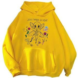 LUSIMIN Zangers Hoodie Sportkleding Casual, Cartoon Vrouwelijke Zanger Acteur Patroon T-shirts Hooded Neck Zangers Concerten, Unisex Katoen Lange Mouw Trui voor Lente Herfst Winter Tops, Geel, XXL