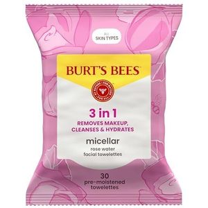 Burts Bees Micellar Makeup Removing Towelettes - Rose Water for Women 30 Count Towelettes