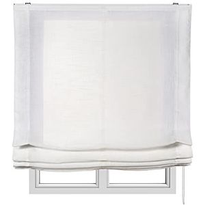 Vouwgordijn zonder baleinen, lichtdoorlatend vouwgordijn voor ramen en deuren, stoffen gordijn ideaal voor keuken, woonkamer, slaapkamer I Wit, 90 x 175cm
