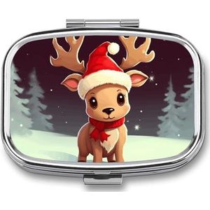 Leuke Kerst Rendier Pil Doos Pil Case Leuke Pil Organizer Pil Houder Geneeskunde Pil Organizer Pil Container Dagelijkse Pil Organizer Kleine Pillendoos Pil Case voor Portemonnee Pocket